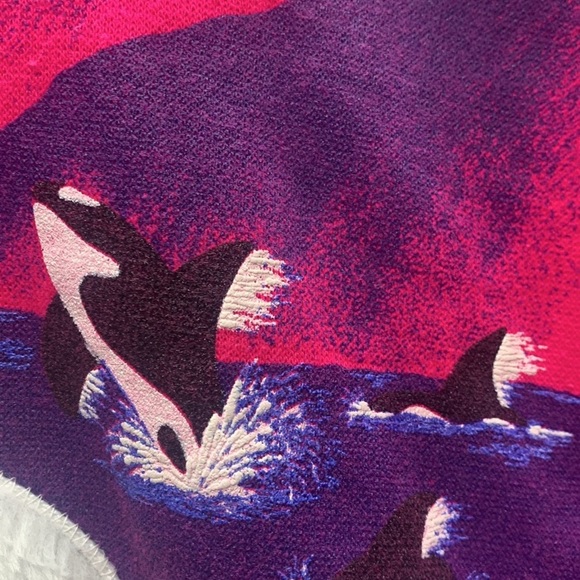 Bolo Spirit Sears night shirt Womens Medium pink white fuzzy Seal whales 90's - Picture 3 of 12